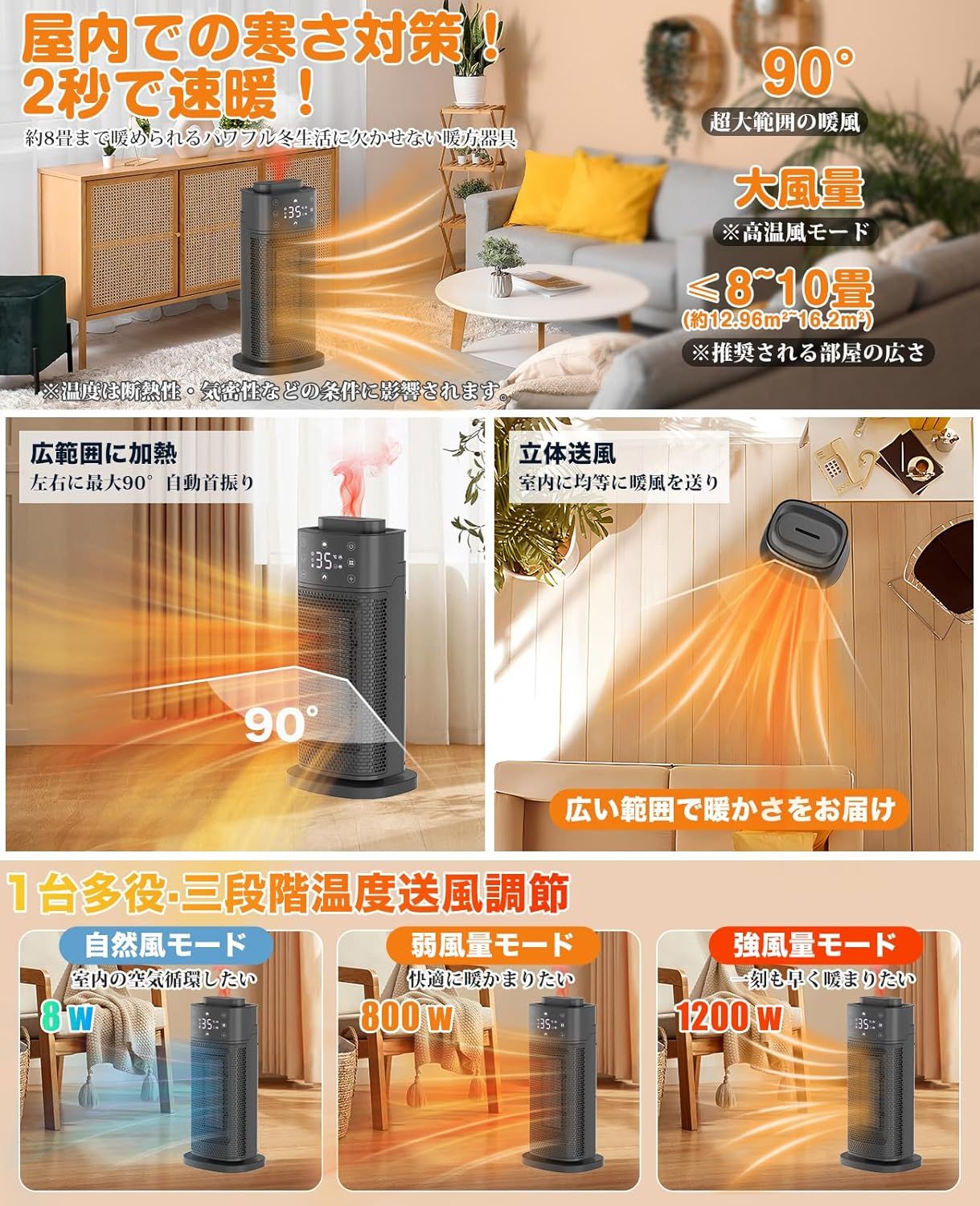 加湿機能付き大風量セラミックヒーター