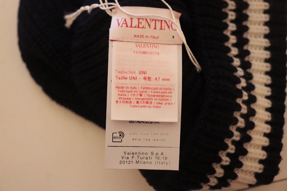 VALENTINO ヴァレンティノ 新品メンズニット帽 伊製 66000円ロゴドン 