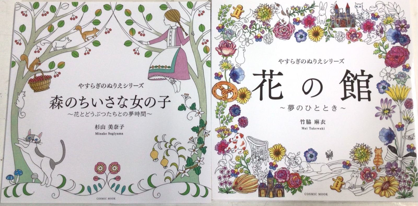 A691 やすらぎのぬりえシリーズ花の館‣森のちいさな女の子の2冊セット