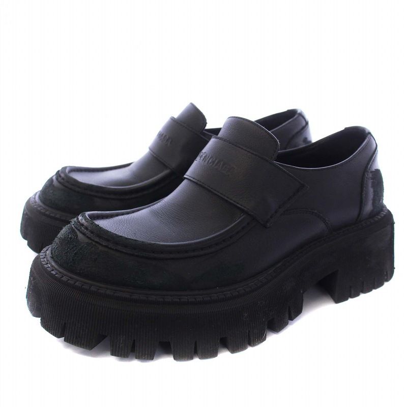 BALENCIAGA バレンシアガ archive レザースニーカー ローファー BALENCIAGA 23FW Tractor カーフスキン製 チャンキーローファー
