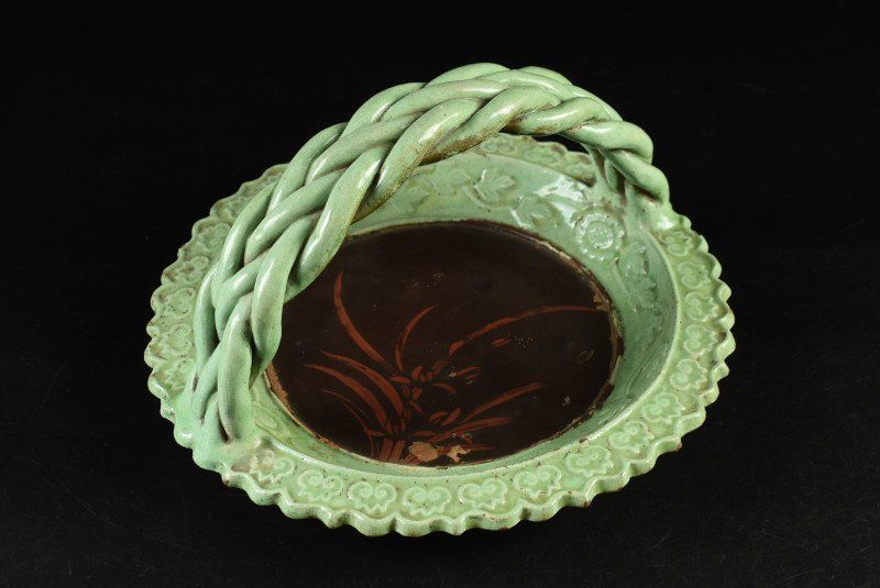 蔵A2437 源内焼 捩持手付鉢 輪花菓子鉢 時代