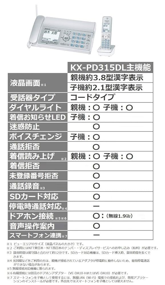 パナソニック デジタルコードレス普通紙ファクス 子機1台付き KX-PD315DL-S