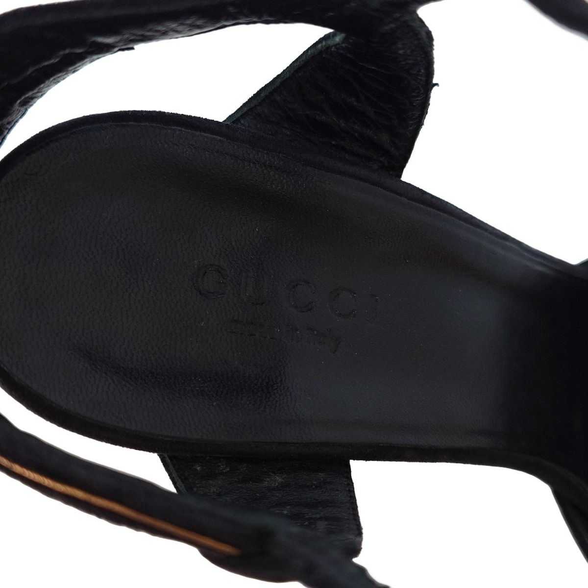 美品グッチサンダル35 GUCCI(グッチ) / サンダル/35/BLK/GUCCYロゴ/スライドサンダル