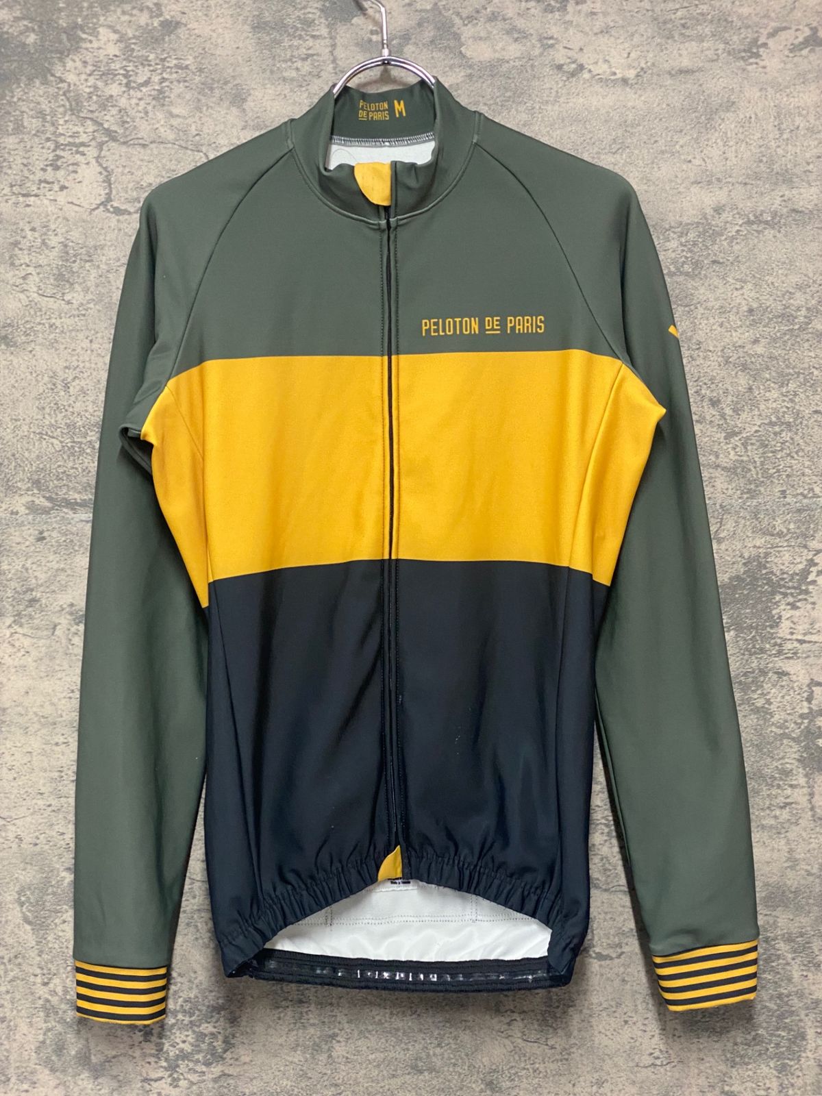 JK701 プロトンドパリ PELOTON DE PARIS Domestique LS Jersey 長袖 サイクルジャージ カーキ 黄 紺 M 裏起毛