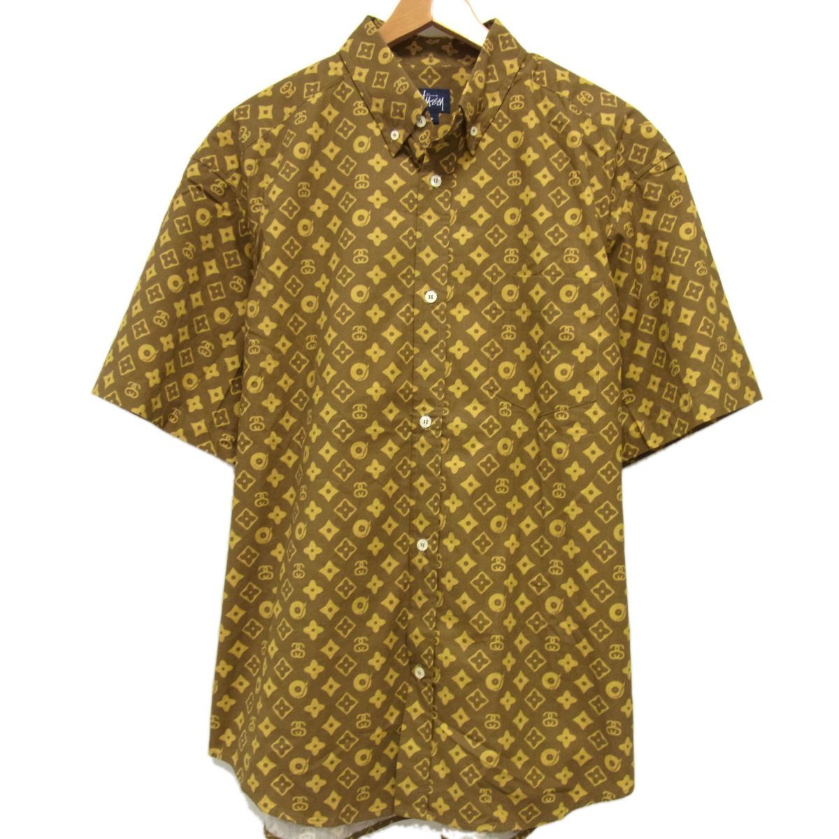 STUSSY 半袖シャツ　90s モノグラム STUSSY モノグラム 半袖シャツ ステューシー 90's