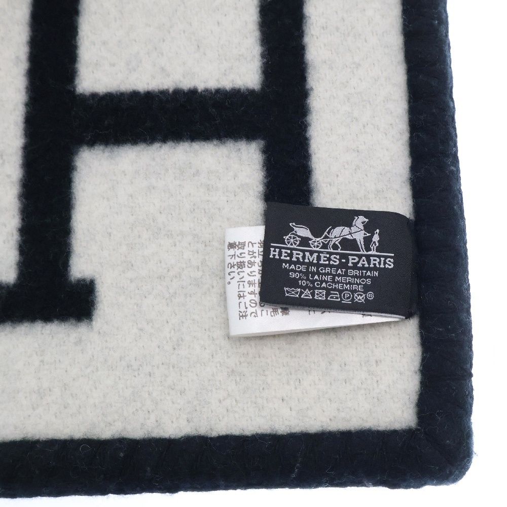 エルメス アバロンIII ウールカシミヤブランケット エルメス アヴァロン ブランケット ウール×カシミヤ ネイビー