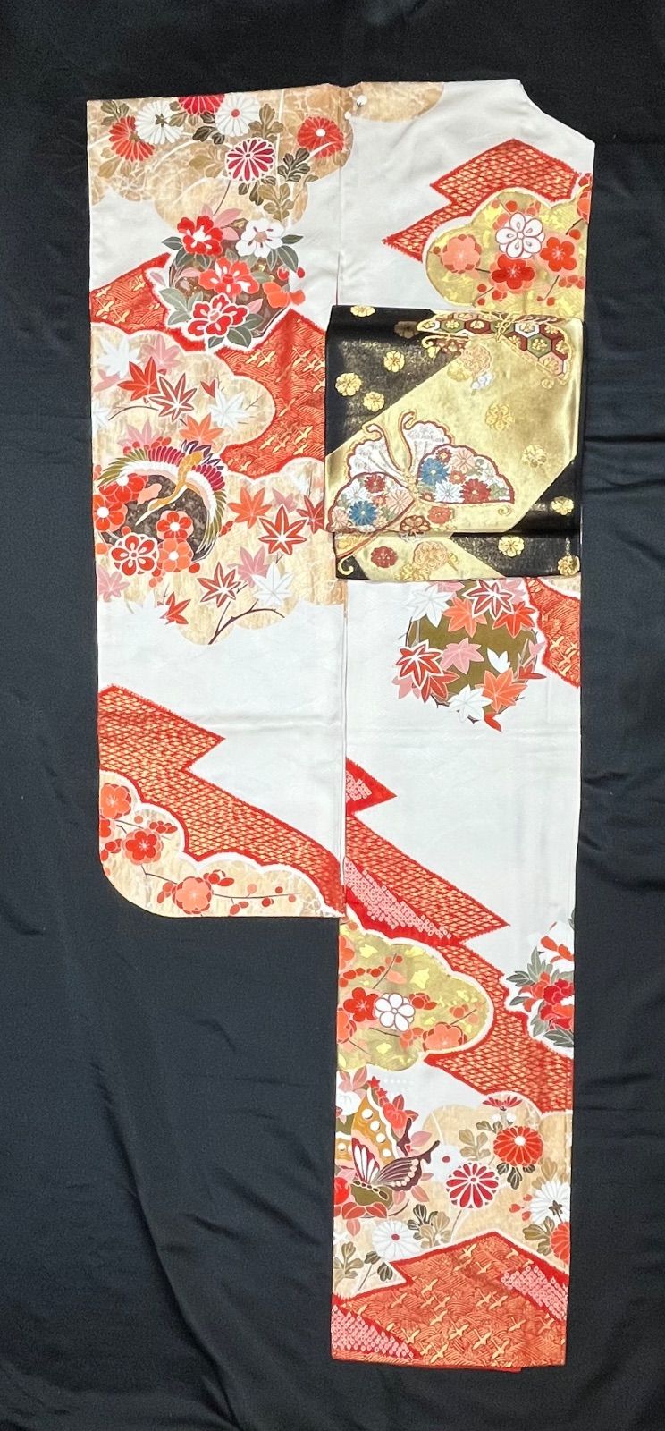 k31★G華唐草★超豪華絢爛綺麗美品身丈162cm裄丈70cmシルバー正絹付下げ 超豪華絢爛綺麗美品身丈163cm裄丈69cm薄紫正絹訪問着☆千總☆