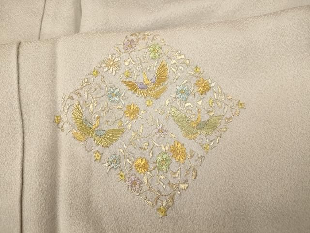 平和屋着物□訪問着 絞り 刺繍 花唐草文 金彩 正絹 逸品 AAAX9657ph