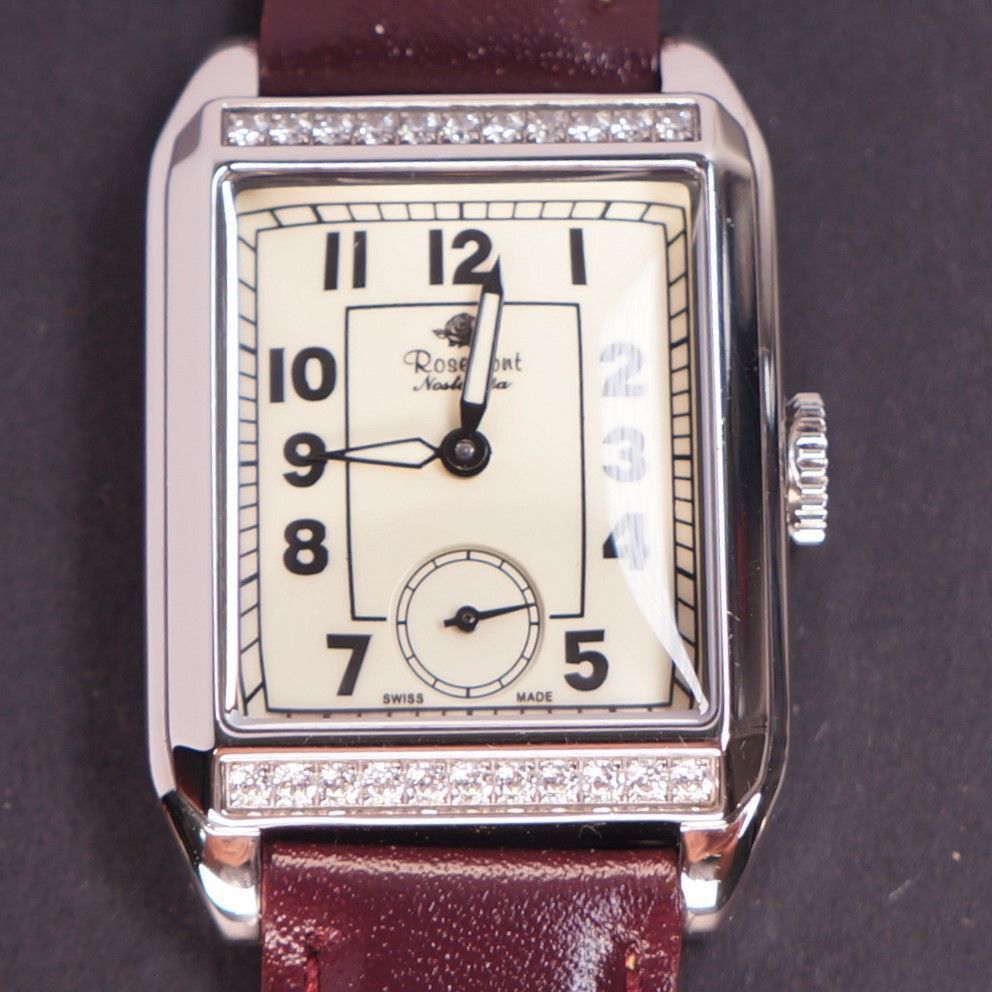 稼働極美品】ROSEMONT ノスタルジア 白文字盤 ラインストーン 電池  
