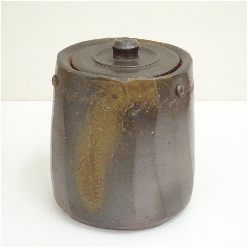 備前焼 伊勢崎紳造 面取水指 共箱 水指し 茶道 茶道具 おしゃれ 水差し 抹茶 インテリア 茶器 水器 お茶 骨董 茶会