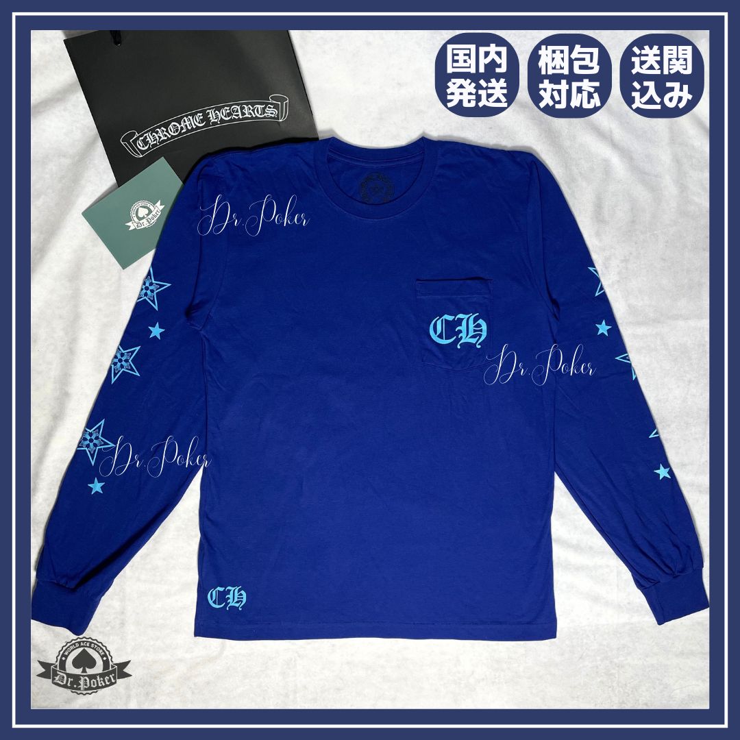 CHROME HEARTS】 Lapis Blue Star L/S Tee t-shirts long sleeve