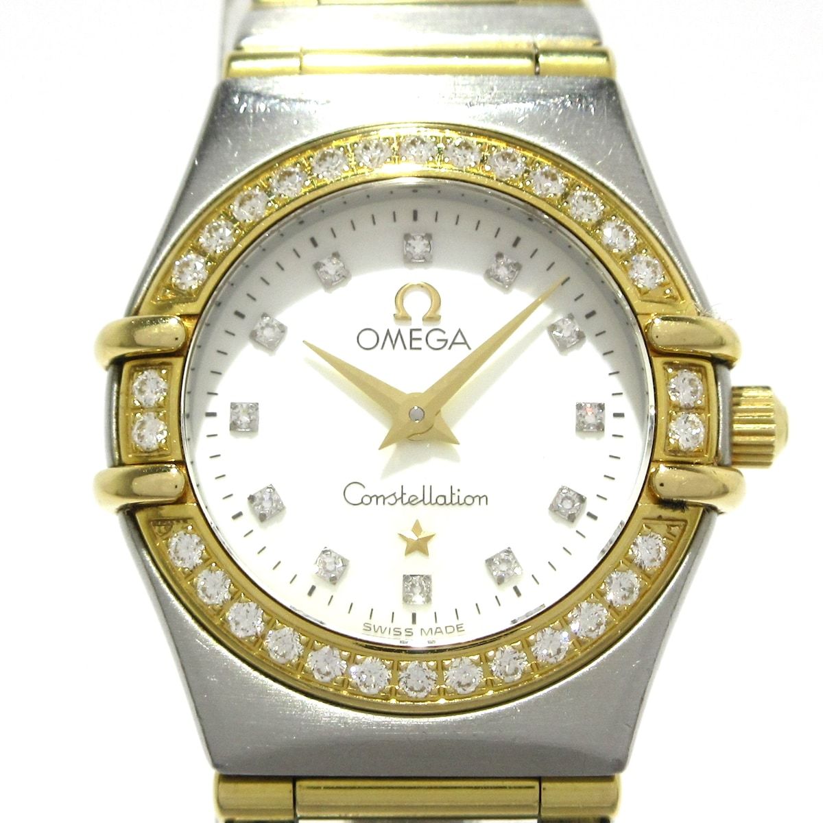 オメガ 腕時計 コンステレーション 1267.75.00 レディース SS×K18YG シェル文字盤 ダイヤベゼル 12Pダイヤインデックス ホワイトシェル