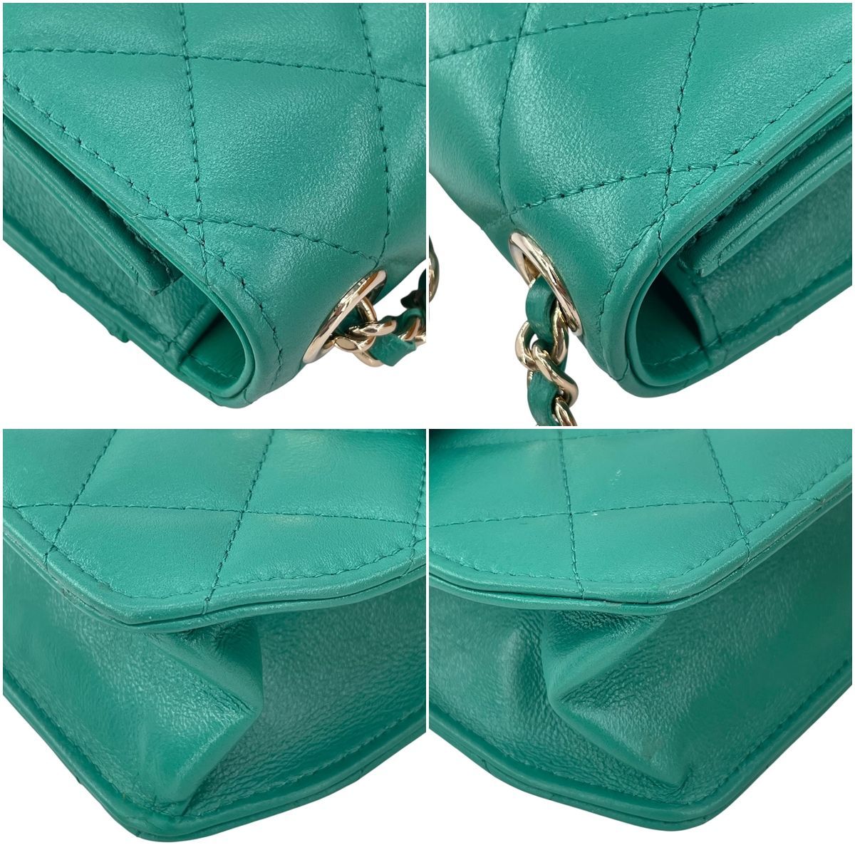 CHANEL シャネル ショルダー グリーン マトラッセ ラムスキン ショルダーバッグ スマホケース レディース 25021347 KJ DECORATOM_COM_BR