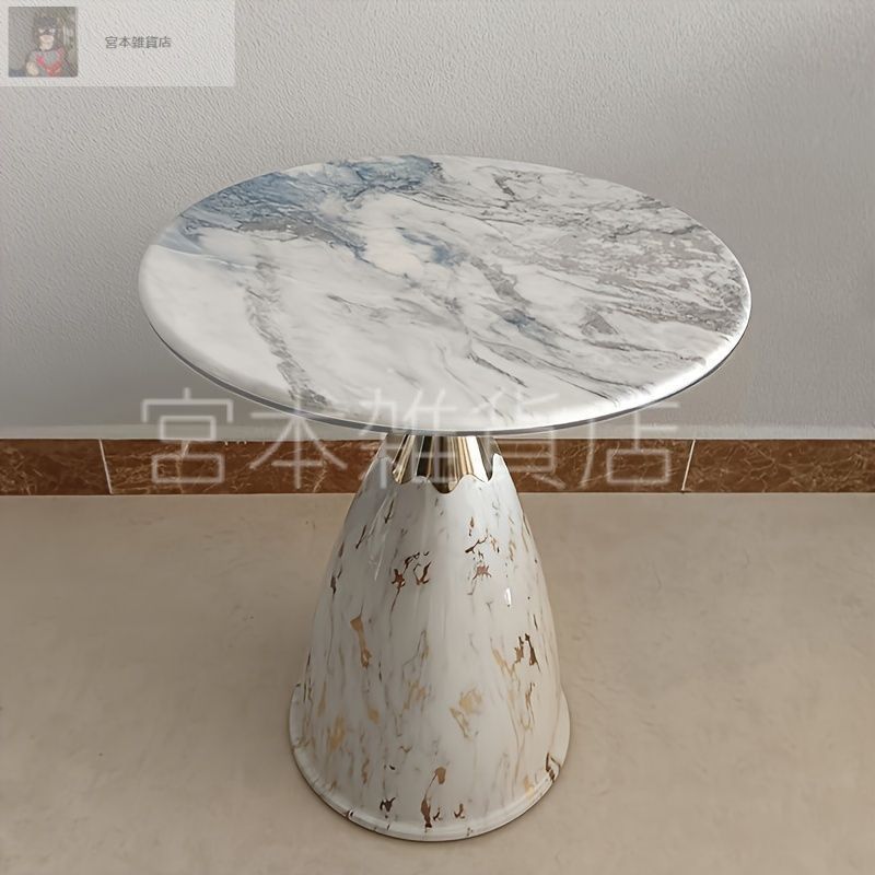 サイドテーブル マーブル模様 メタル装飾 おしゃれ かわいい インテリア 北欧 丸 ベッドサイド テーブル リビング プレゼント 4-7