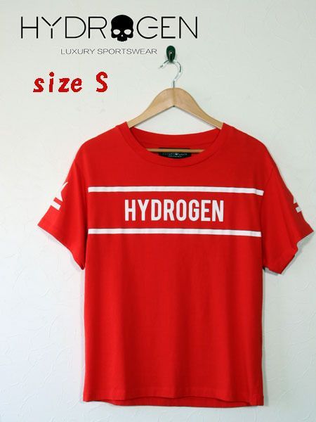 HYDROGEN ハイドロゲン　ロゴTシャツ　レッド　サイズS