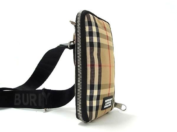 美品】Burberry ショルダーバッグ レザー キャンバス ノバチェック