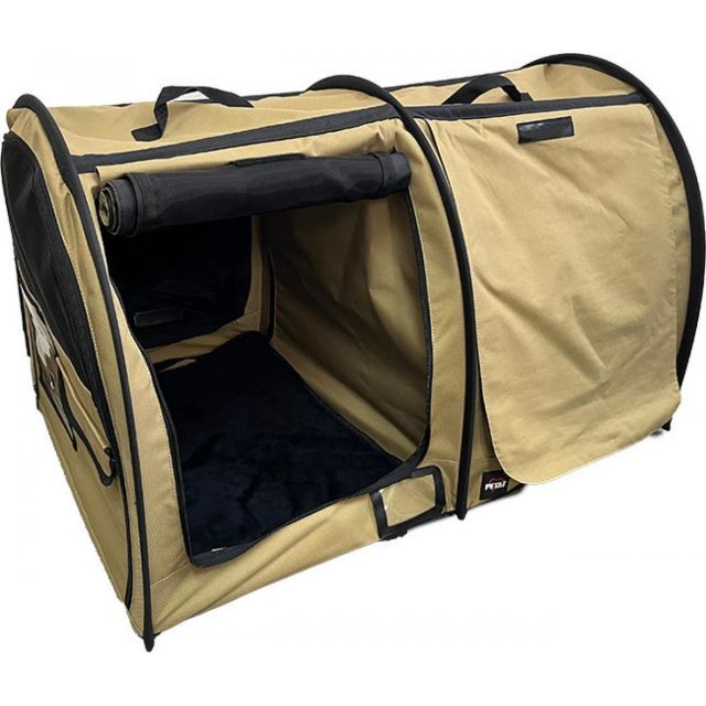 ペットアイ ポータブルケージ W ミニ ベージュ 超小型犬 小型犬 猫 折りたたみ 持ち運び 防災 避難 ペット ケージ 仕切り