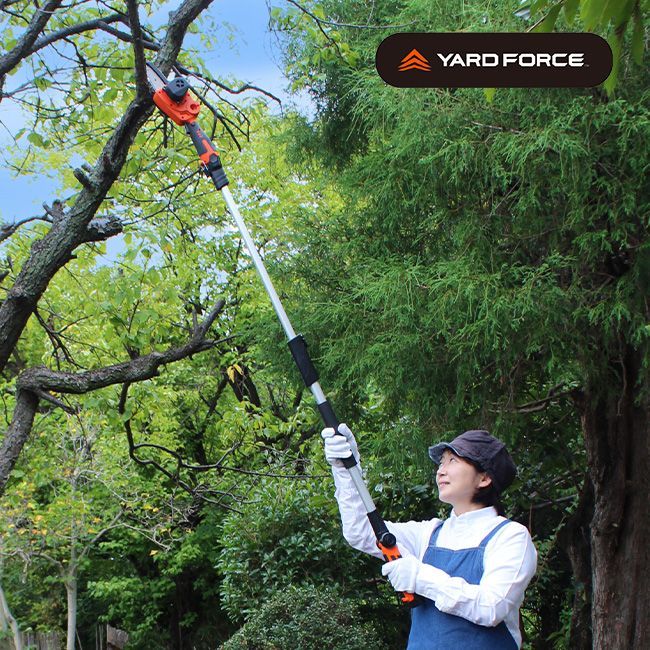 YARD FORCE ヤードフォース 高枝電動チェーンソー ミニ 高枝チェーンソー 充電式 軽量 12V コードレスAY ハンディタイプ 延長  長さ調節 角度調節 剪定 裁断 コンパクト 小さめ 庭仕事 ガーデニング ミニチェーンソー 枝切り - メルカリ