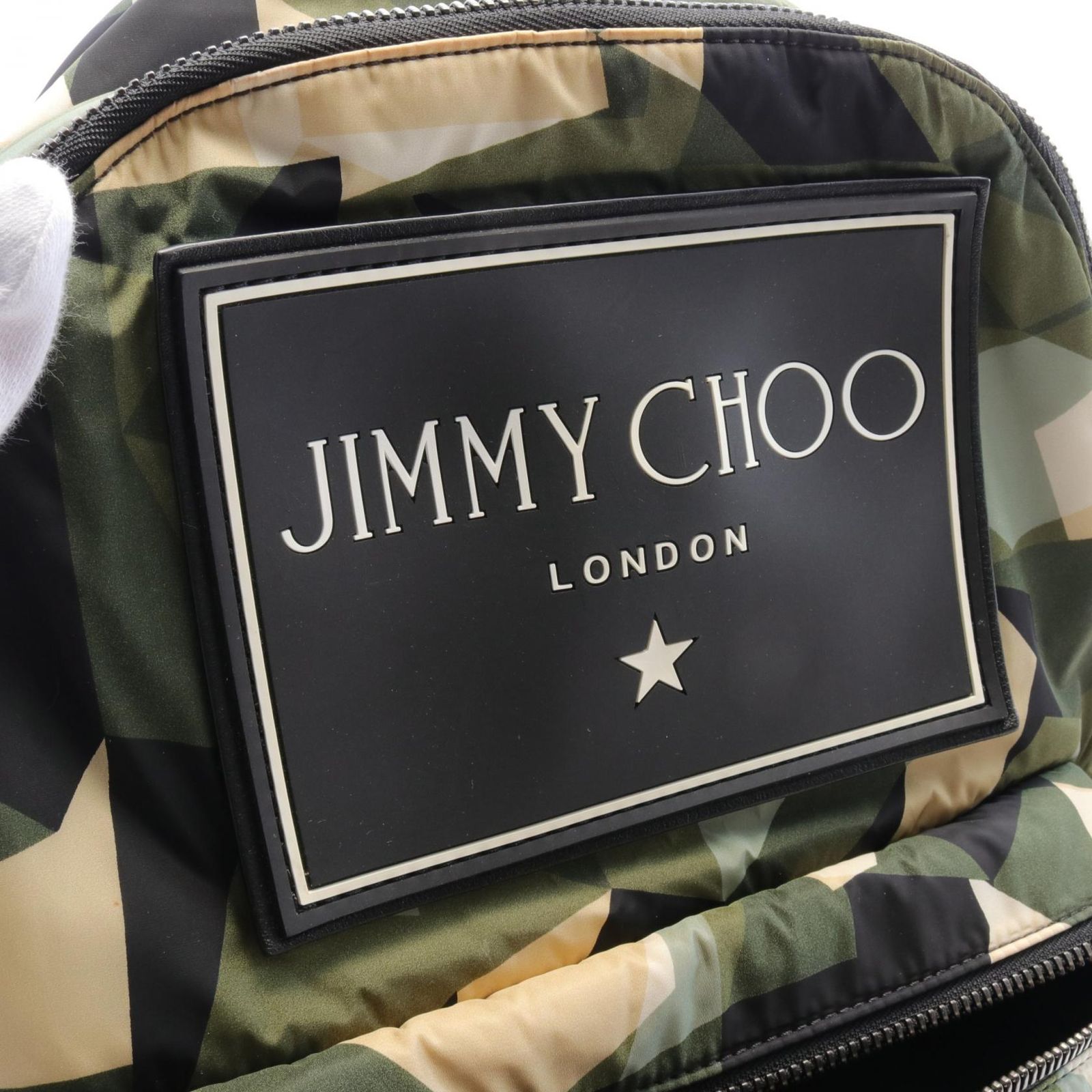 ジミーチュウ JIMMY CHOO リュックサック バックパック グリーン/カモフラージュ柄 ナイロン レザー バックパック レディース Used A  - メルカリ