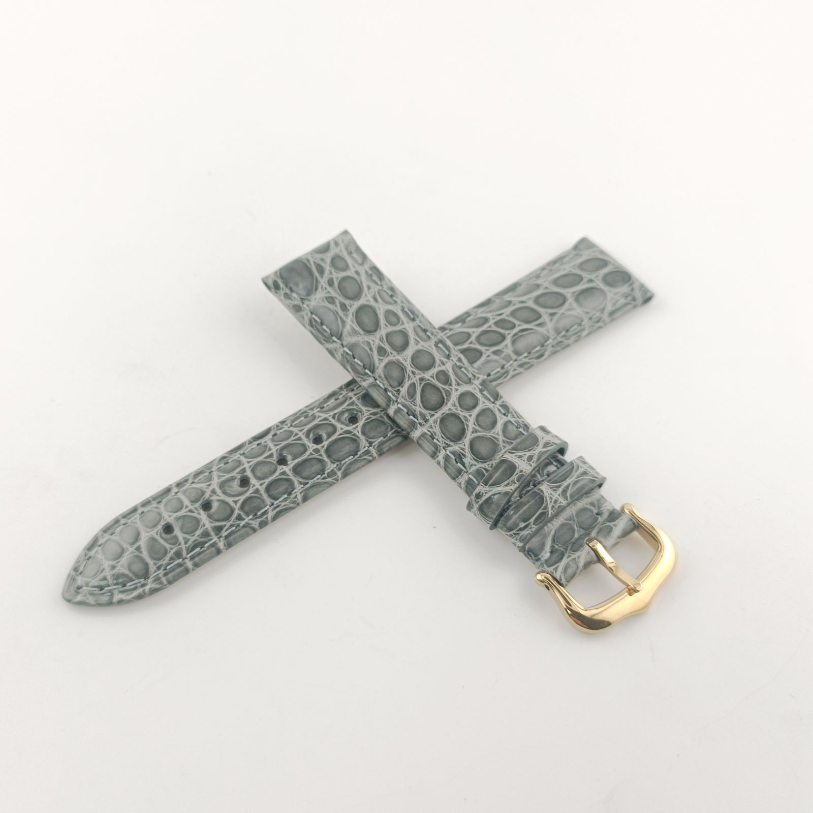 18mm 腕時計 アリゲーター レザー ベルト グレー 尾錠タイプ 対応 カルティエ タンク 等 Cartier