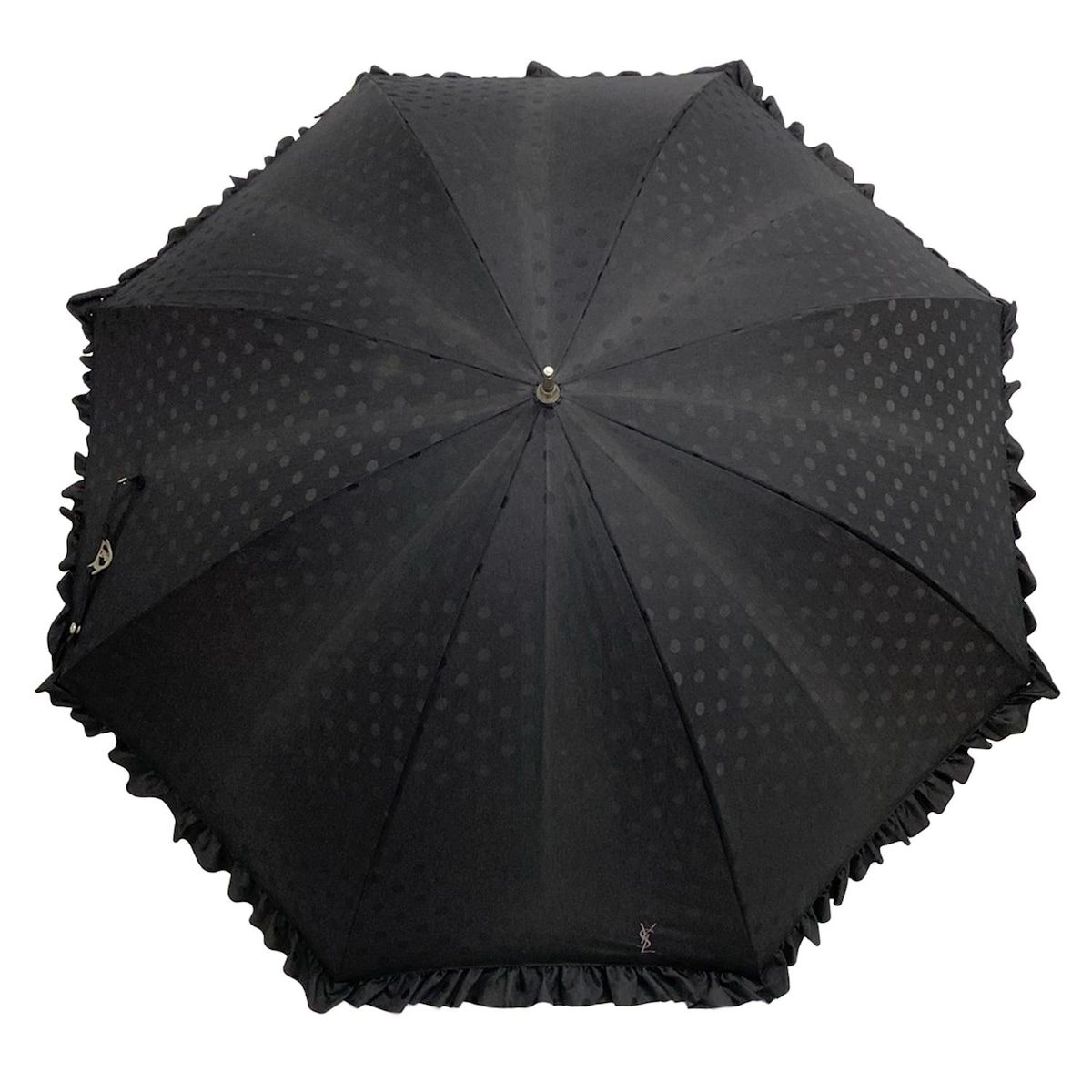 【お気にいる】 日傘美品 YvesSaintLaurent(イヴサンローラン) - 日傘/ドット 黒 小物