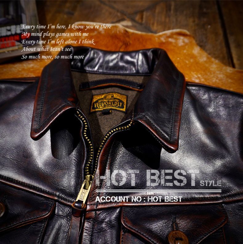 1.5mm 茶芯ホースハイド 30'sスタイル メンズ 革ジャン シングル