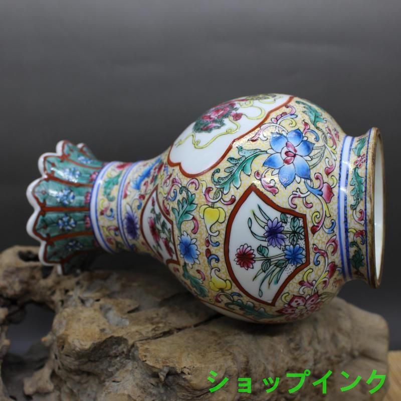 清乾隆粉彩獅紋花口玉壺春瓶 景徳鎮 陶磁器 装飾品 現代工芸品 美術品 置物 清乾隆粉彩獅紋花口玉壺春瓶 景徳鎮 陶磁器 装飾品 現代工芸品