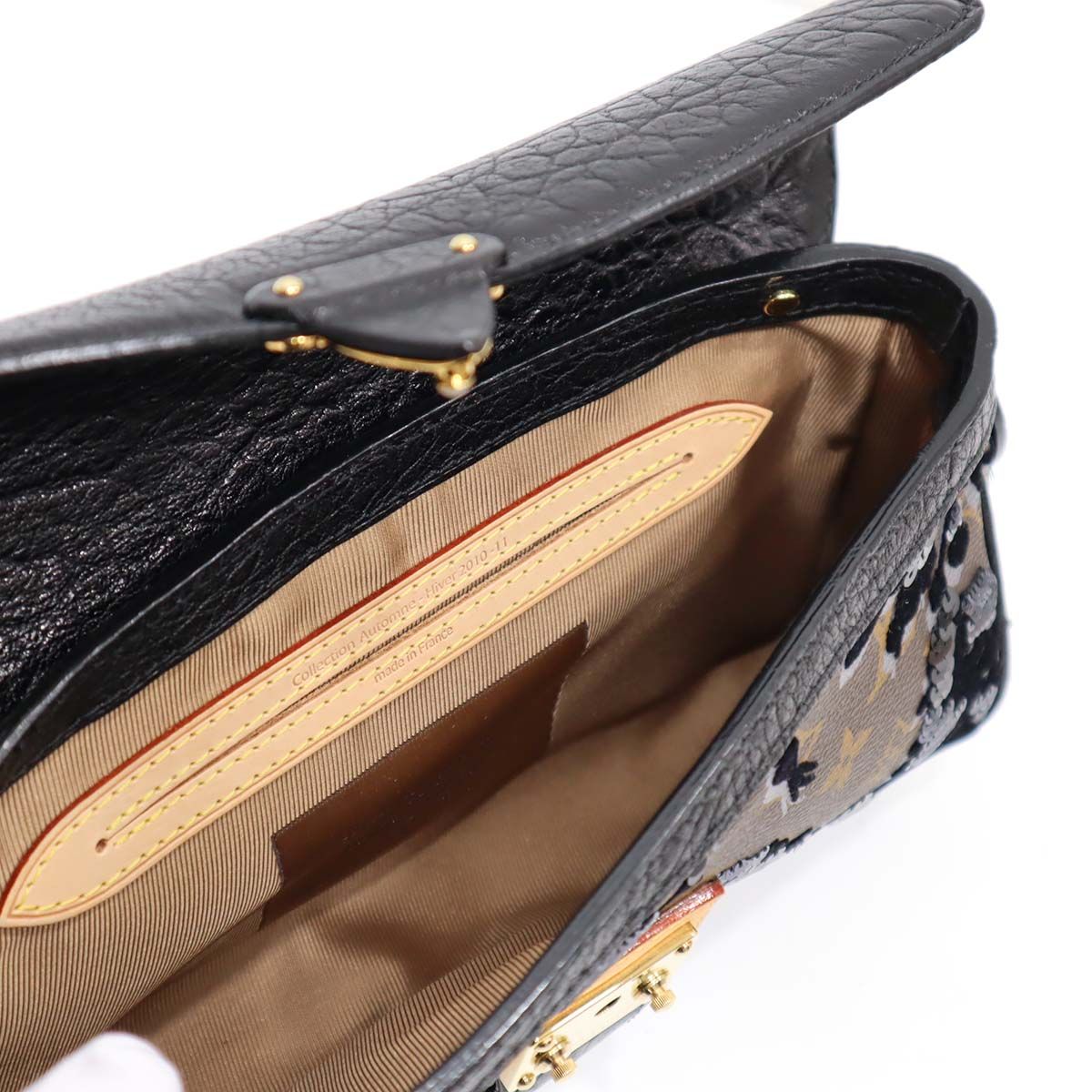 LV モノグラム クラッチ スパンコール バッグ 限定 M40435 黒