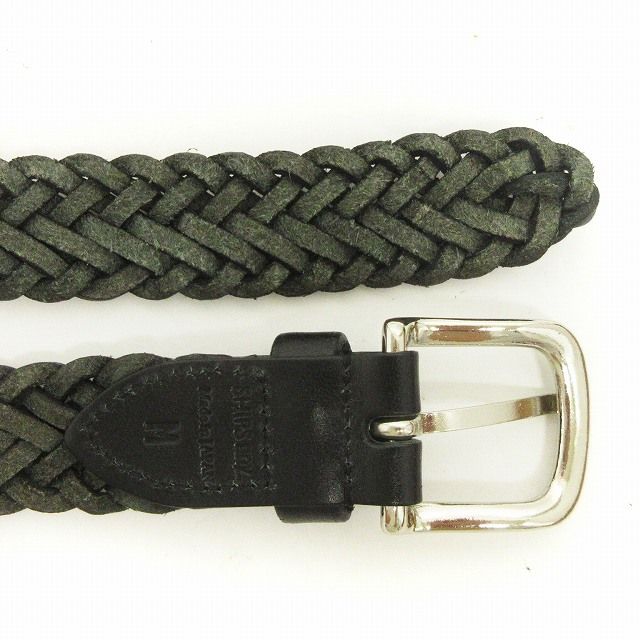 シップス SHIPS 2点セット ベルト ナローメッシュ レザー 黒 茶