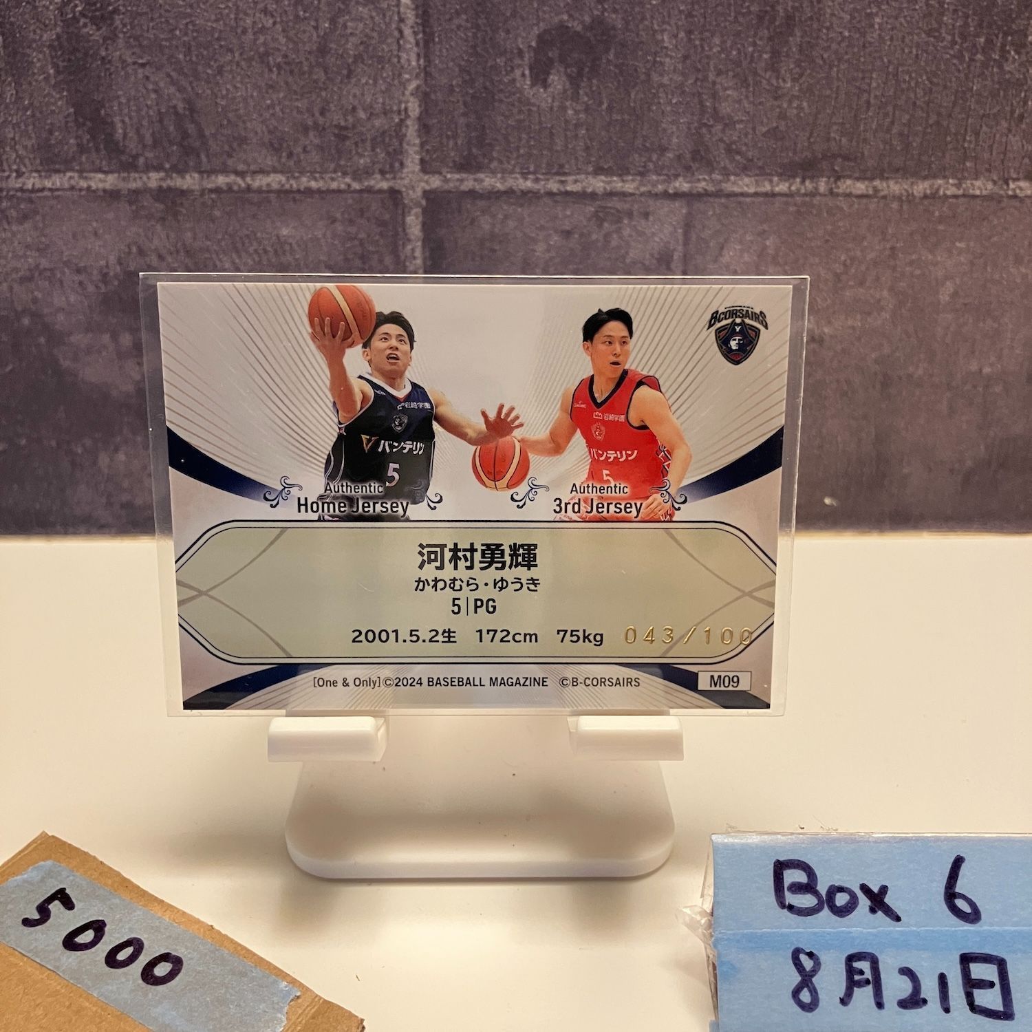 2024 BBM One & Only 河村勇輝 043/100 横浜ビーコルセアーズ