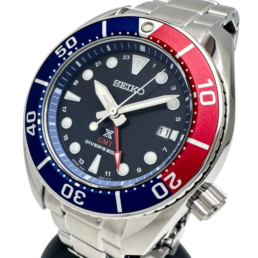 SEIKO|セイコー プロスペックス ダイバー SBPK005 5K65-0AA0 箱|保 未記入 あり 腕時計 ステンレススチール ソーラー ブラック文字盤|青赤ベゼル メンズ 真子質店 GD