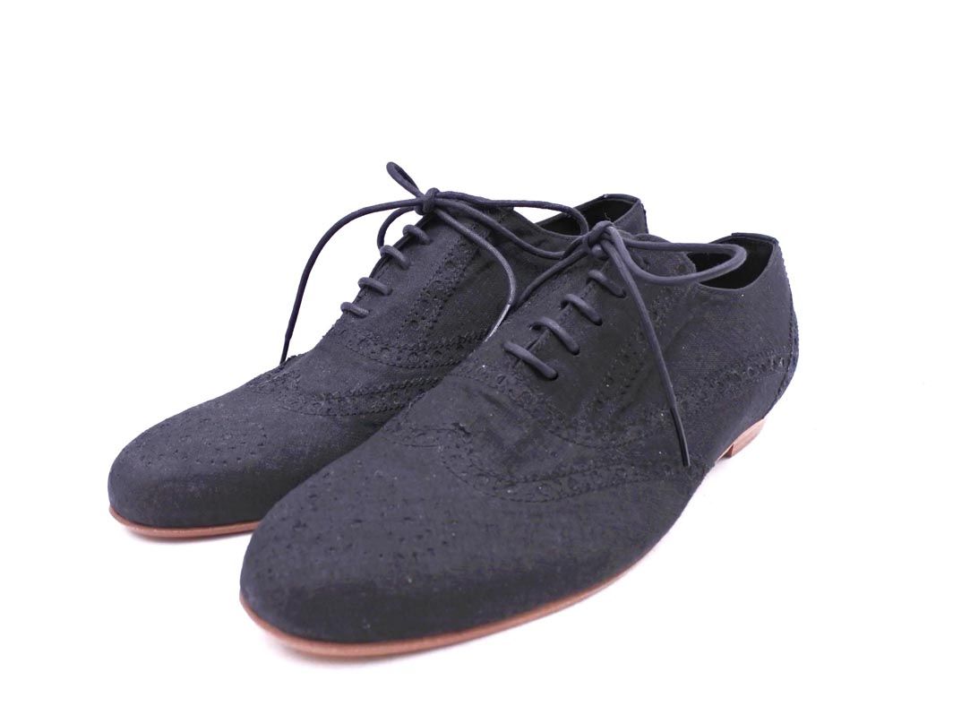 BEAUTIFUL PEOPLE ビューティフルピープル メダリオンウィングチップ ベルギーリネン レースアップ シューズ size36 22ｃｍくらい |黒 ◎レディース