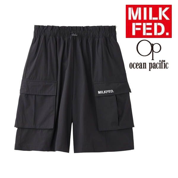 ミルクフェド 水着 ラッシュガード パンツ MILKFED OP CARGO SHORTS 103252031003 ラッシュガードパンツ レディース ブラック 黒 ブランド シンプル ショートパンツ ハーフパンツ カーゴパンツ オーシャンパシフィック op