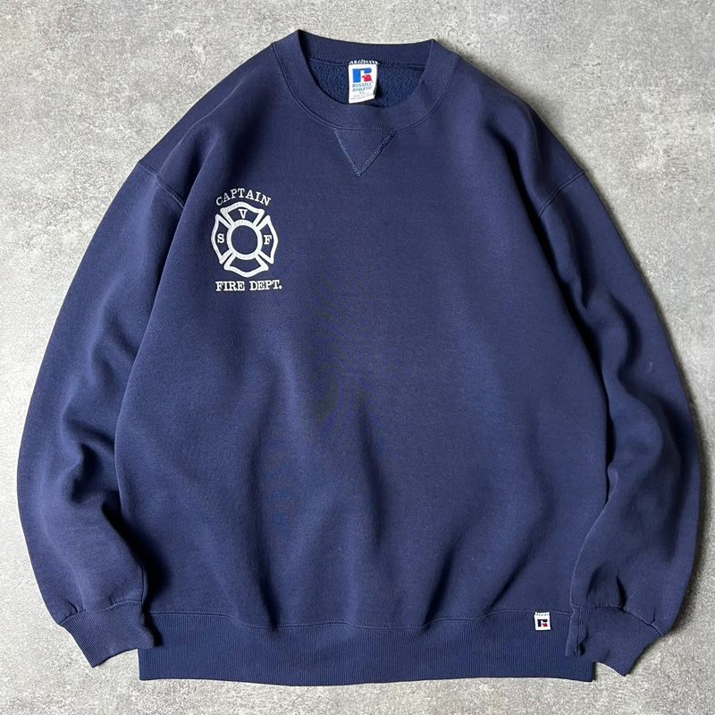 90s ラッセル スウェット トレーナー  XL 紺 90s ラッセルアスレチック スウェット トレーナー youth XL ネイビー