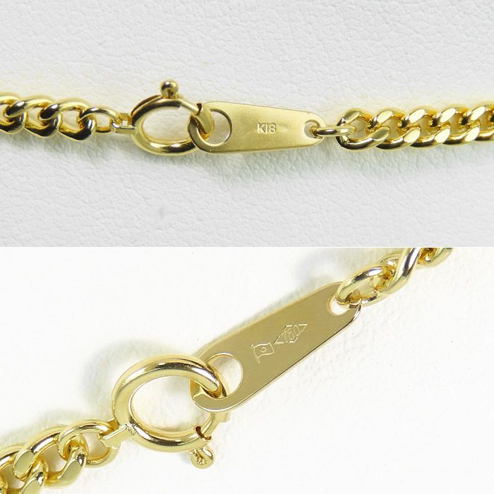 (B042505) K18ネックレス ホールマーク750 18金YG K18 2面喜平 ネックレス】YG 約20.1g 18金イエローゴールド