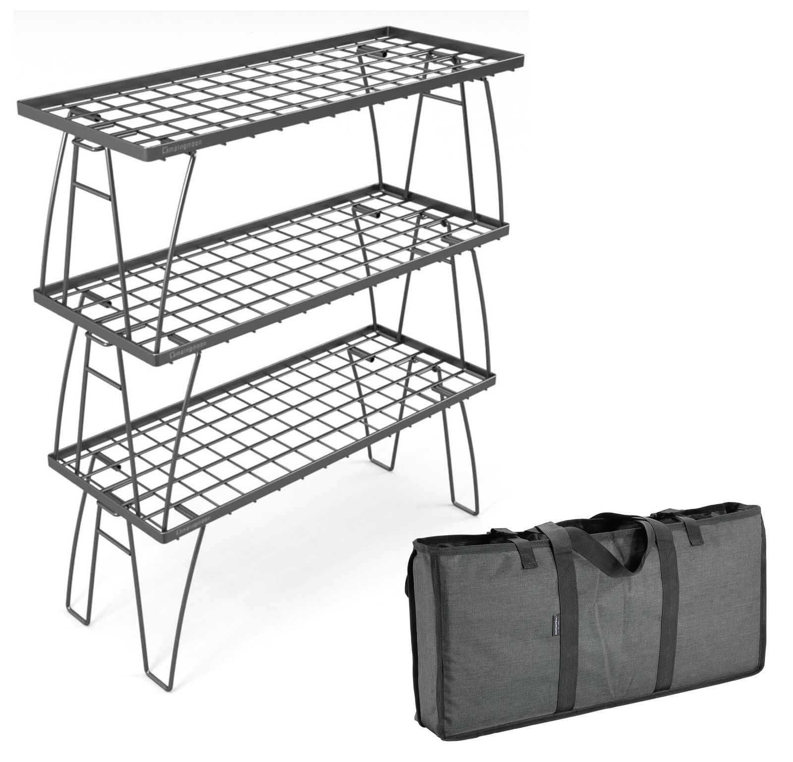 迅速発送 キャンピングムーン CAMPING MOON キャンプ ラック アウトドア メッシュラック ミニマルラック MINIMAL RACK 3点セット 収納付き T-229-3TB
