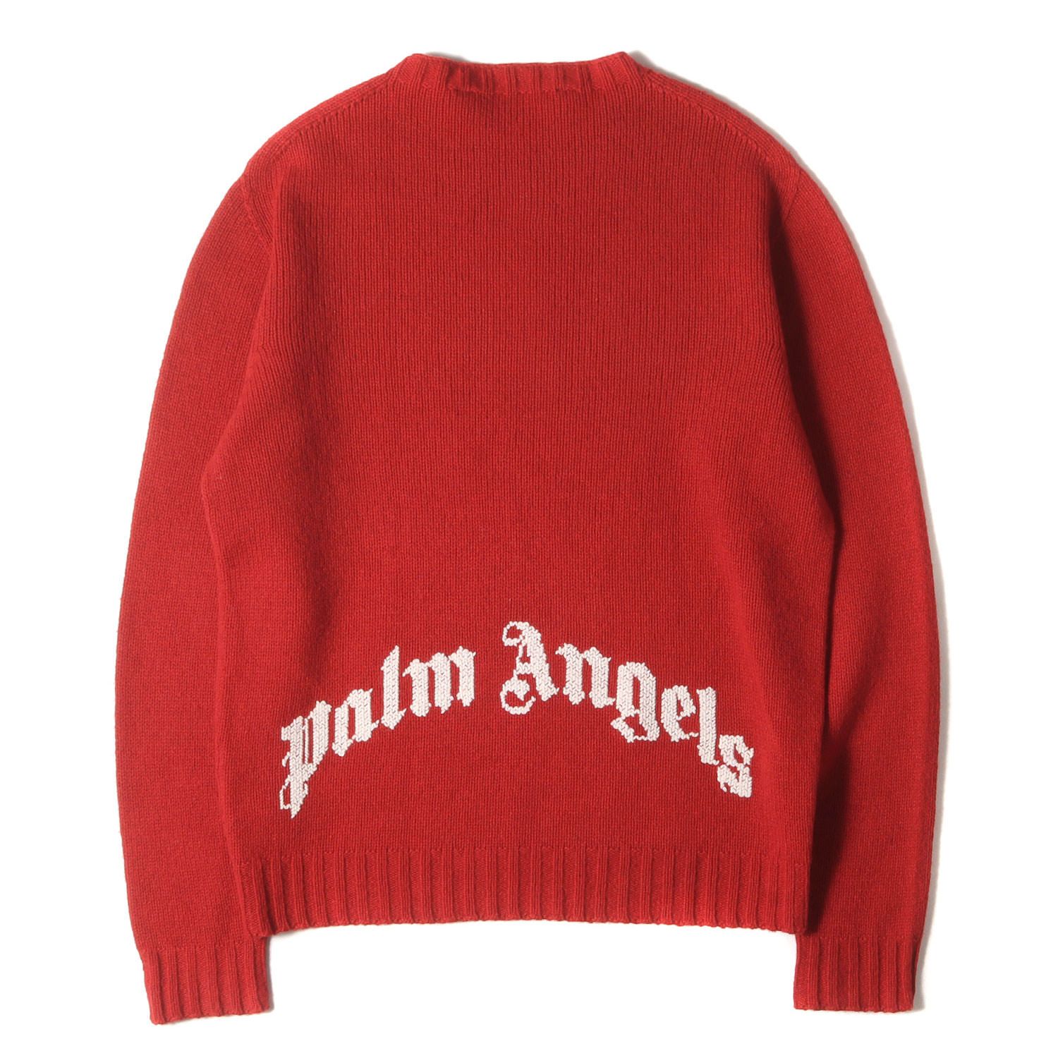 Palm Angels パーム エンジェルス ニット レッド サイズ:L | 20AW ブランドロゴ ウールニット セーター | イタリア製 | トップス プルオーバー【メンズ】【中古】【美品】【K4580】 美品】Palm Angels パーム エンジェルス ニット レッド サイズ:L