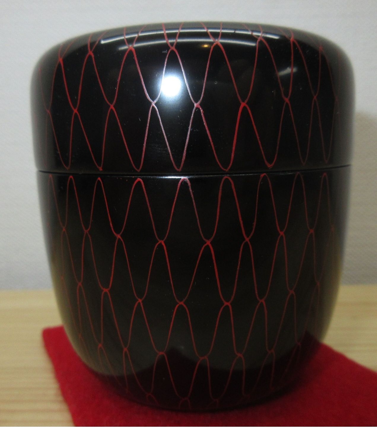 逢絢亭 茶道具 中棗 山中塗 黒塗 朱網目 中村湖彩 共箱入り WWW_IBETON_RU