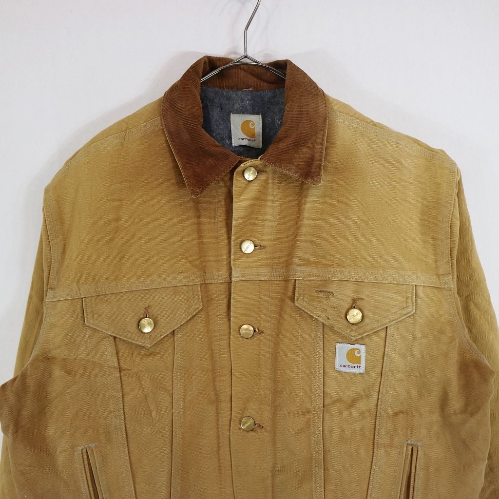 90年代 Carhartt カーハート ワークジャケット ダック生地 防寒 ワーク ブラウン (メンズ Mサイズ相当)   N7340色ブラウン