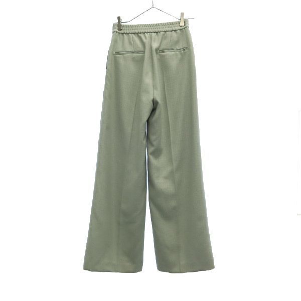 (ほぼ未使用品)ミラオーウェン 裾ベンツ後ろゴムワイドパンツグリーンサイズ