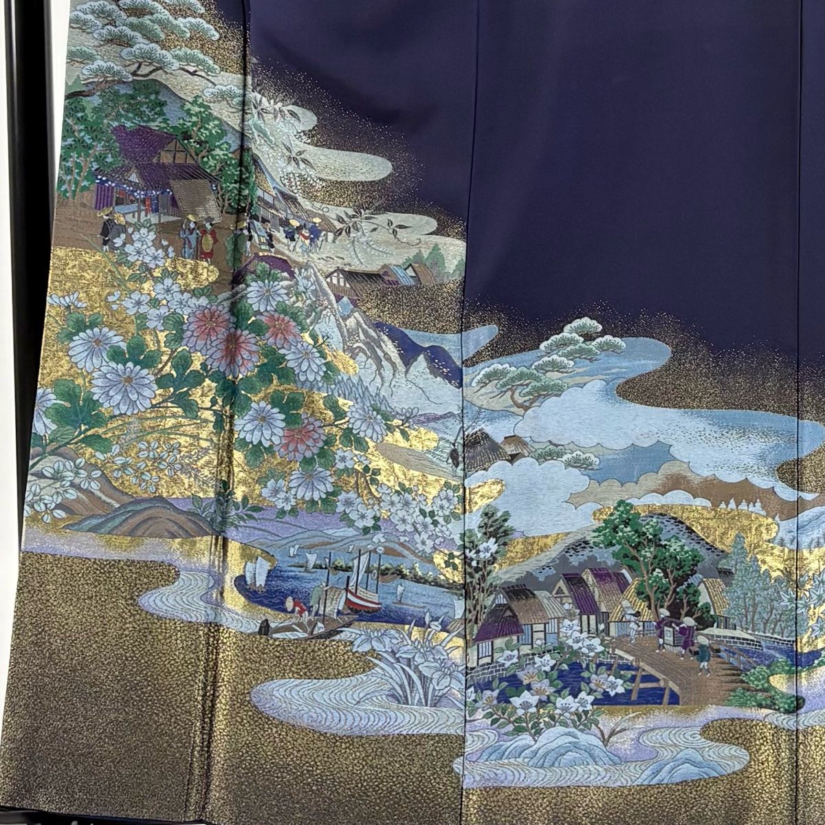 色留袖 身丈161.5cm 裄丈64.5cm M 袷 落款 風景 東海道五十三次