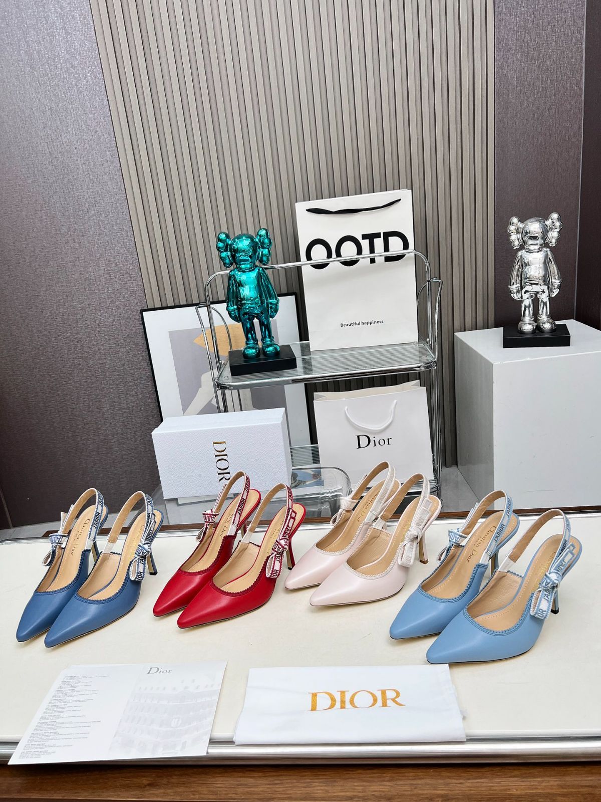 Dior 刺繍ハイヒール アルファベットロゴリボンサンダル08-3