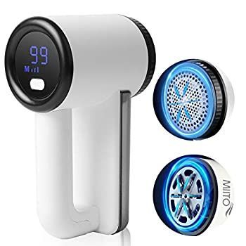 【中古】 MIITO 毛玉取り 電動 けだまとり USB充電式 毛玉取り機 強力6枚刃 スピード3段階調整 LCD液晶ディスプレイ バッテリー残量表示 毛玉取り器 替刃