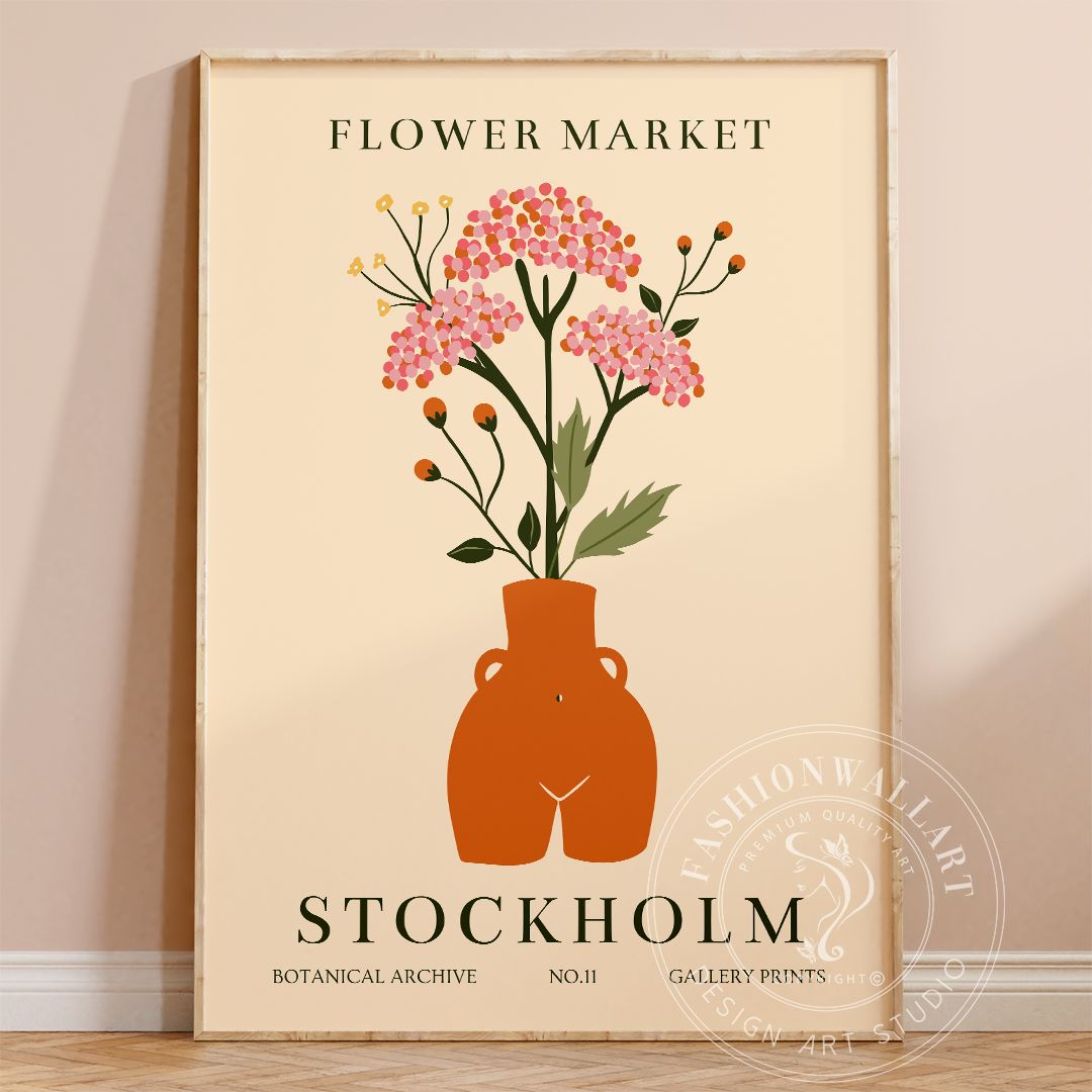 アートポスター フラワーマーケット ストックホルム ボタニカル