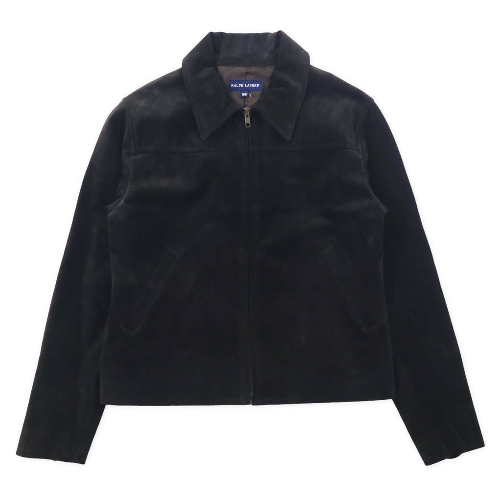 RALPH LAUREN レザー トラッカージャケット ライダース 160 ブラック 牛革 スエード