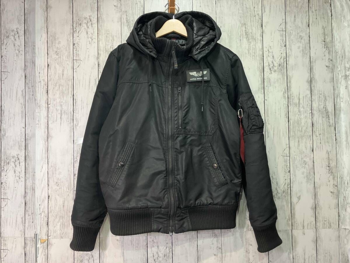 ALPHA INDUSTRIES アルファインダストリーズ TA1571-001 フライトジャケット フード着脱可 ブラック L