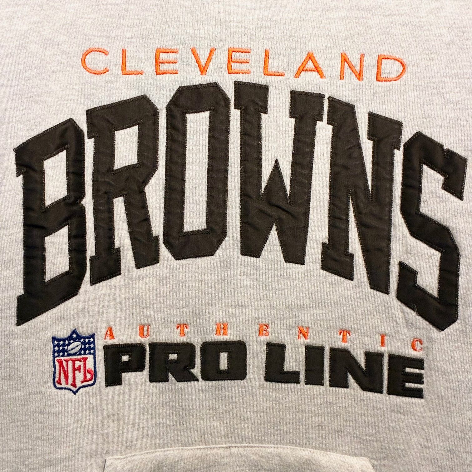 90s RUSSELL ATHLETIC × NFL PRO LINE AUTHENTIC CLEVELAND BROWNS 刺繡入り プルオーバーパーカー ライトグレー Mサイズ