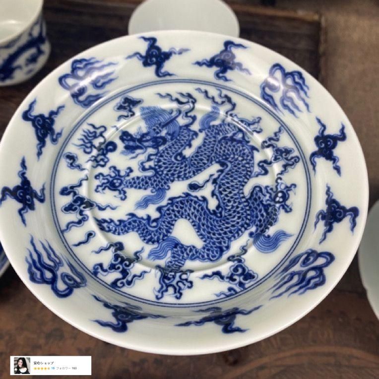 中国茶器 景徳鎮 青花釉里紅竜紋三才蓋碗 茶杯 新品未使用 青花釉里紅祥龍三才蓋碗 中国茶器 景徳? 蓋付き茶器 飲茶食器