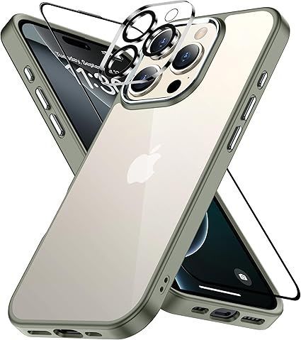 iPhone 16 Pro ケース グレー レンズガラス保護付き 黄変防止 アイフォン プロケース 耐衝撃 アイフォン 16ぷろケース 指紋防止 落下防止 あいふぉん16 pro ケース 耐久性 ストラップホール付き 薄