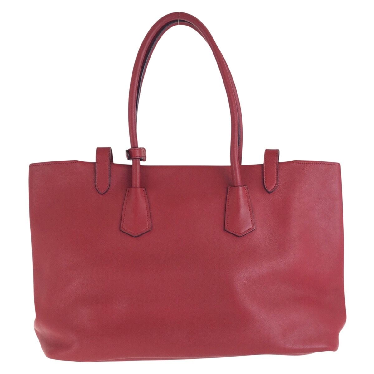 美品 PRADA プラダ レッド シルバー金具 レザー トートバッグ